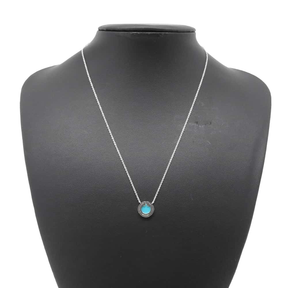 Tiffany T-Two Circle Necklace White Gold Turquoise